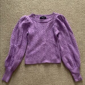 fab'rik Purple Crew Neck Sweater with Puff Sleeves
